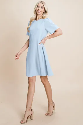 V-Neck Short Sleeve Flowy Mini Shift Dress
