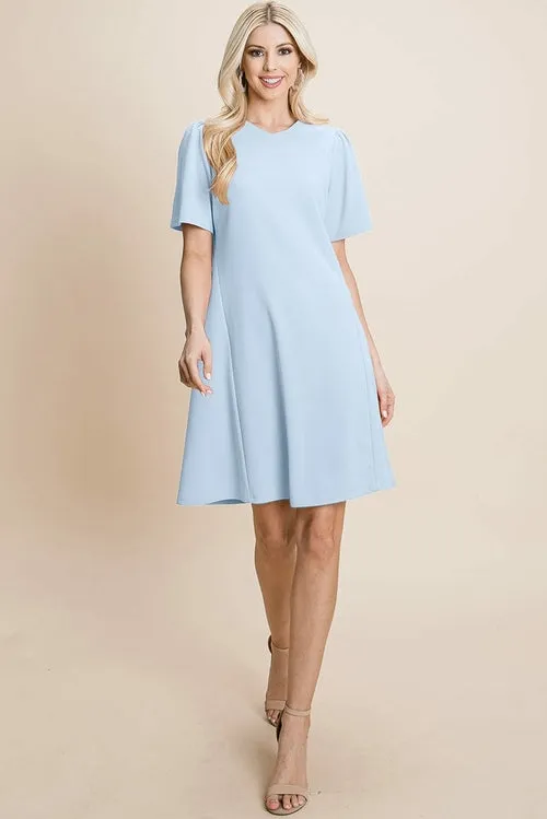 V-Neck Short Sleeve Flowy Mini Shift Dress