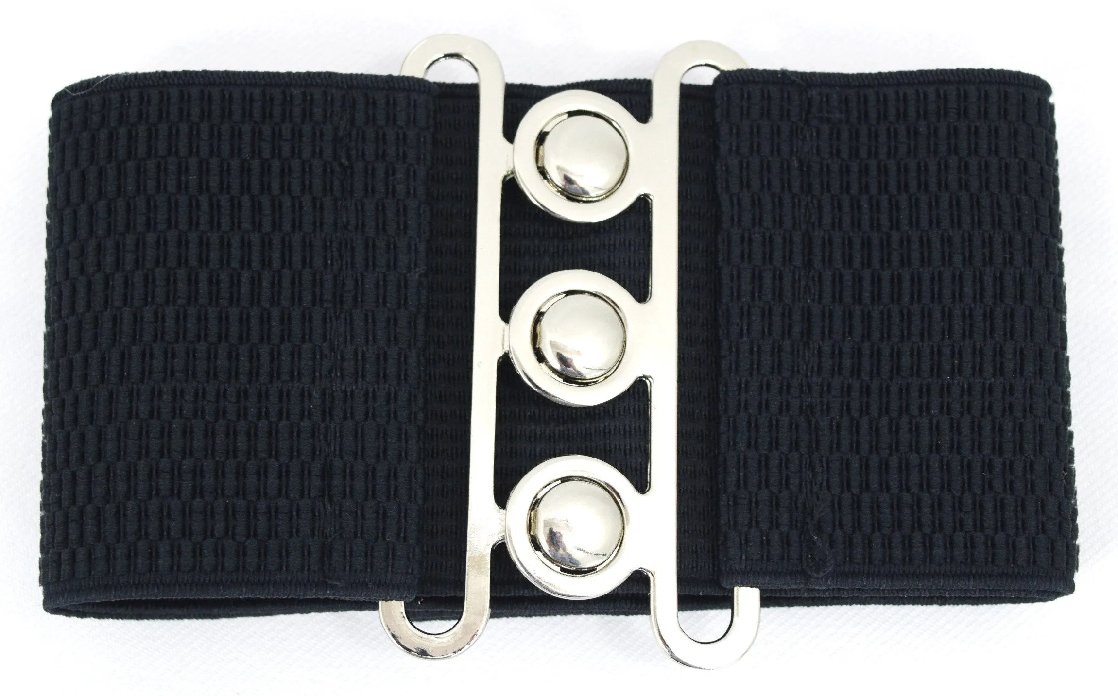 Vintage Silver Retro Clasp Elastic Wide Stretch Waist Belt