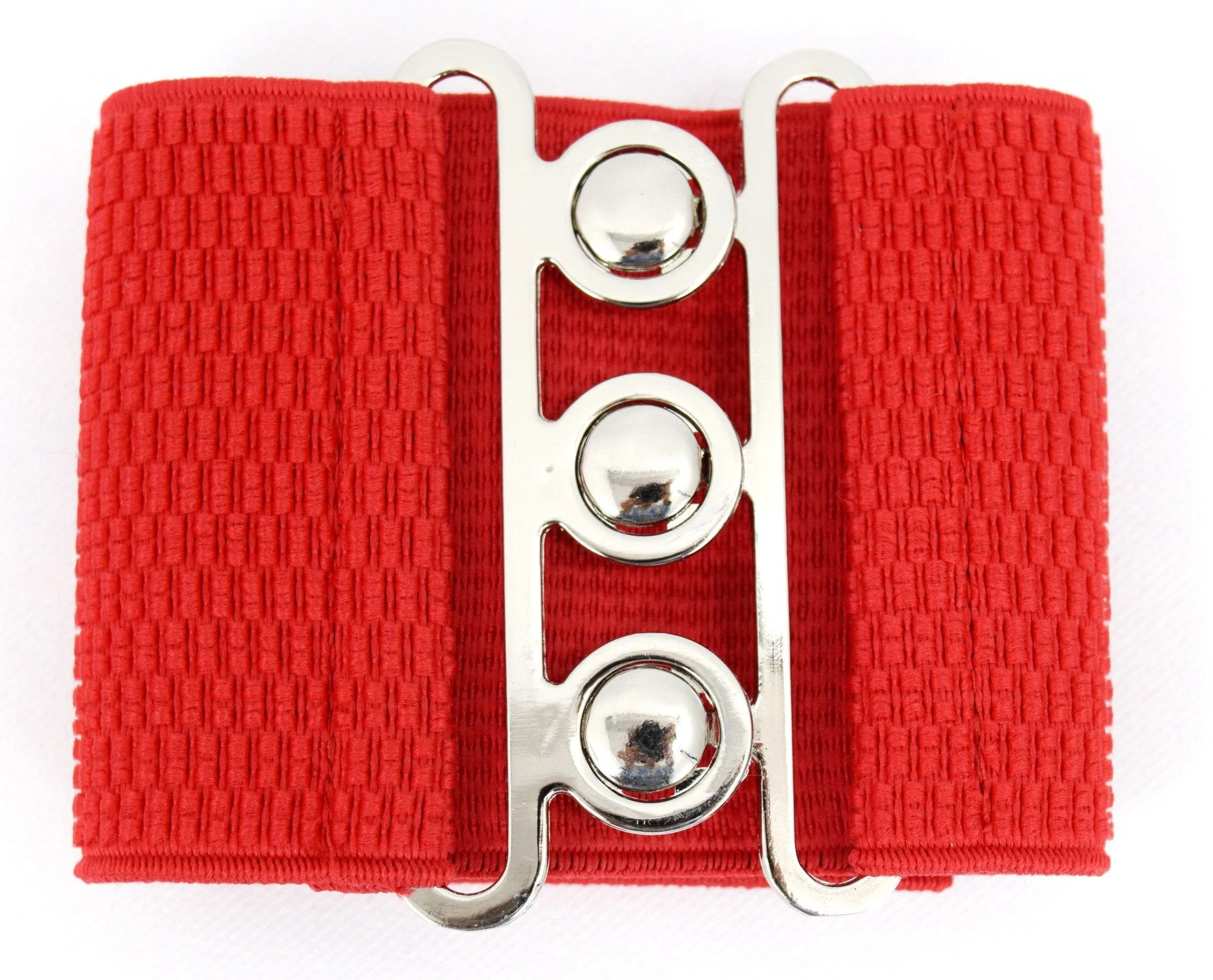 Vintage Silver Retro Clasp Elastic Wide Stretch Waist Belt