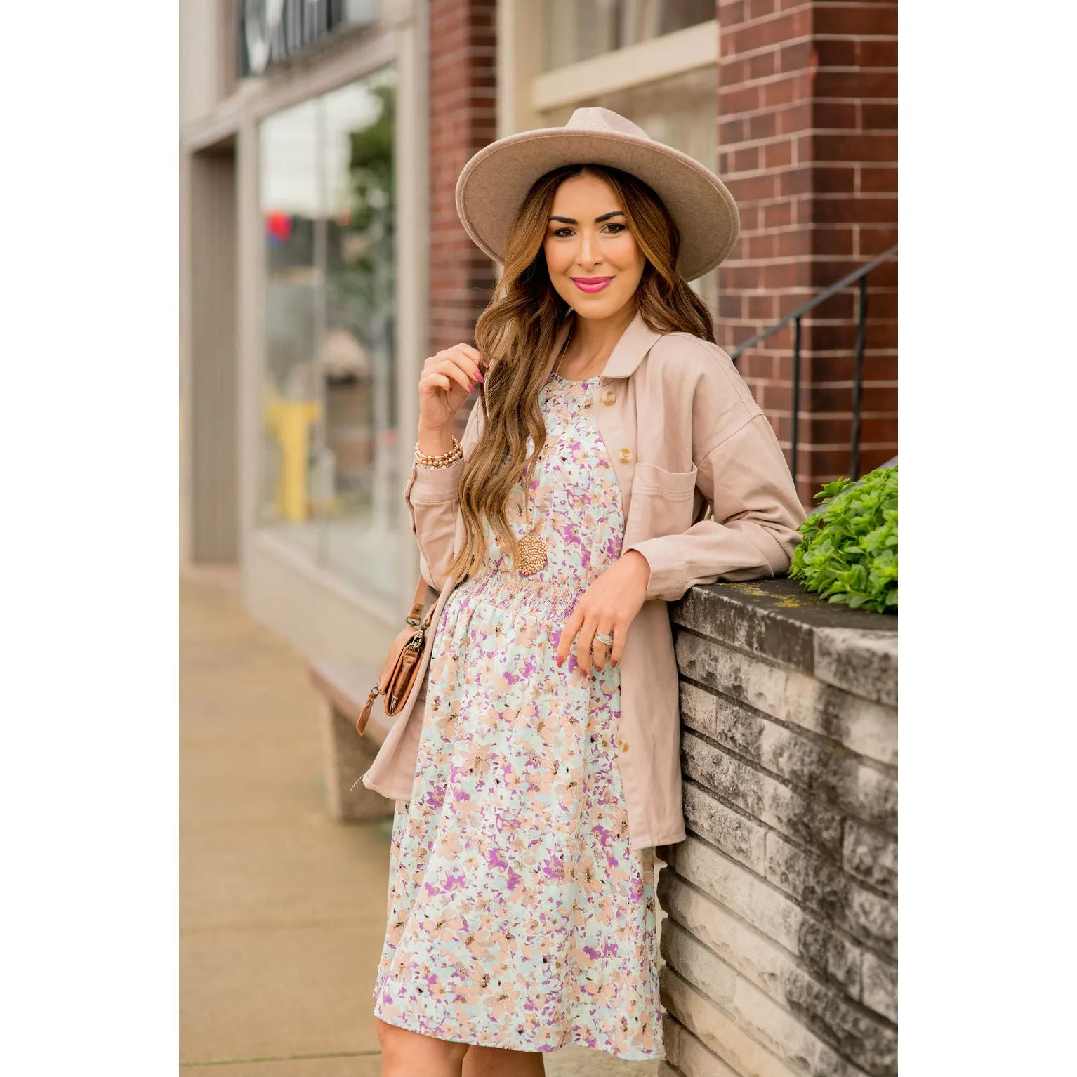 Watercolor Floral Flutter Sleeve Dress