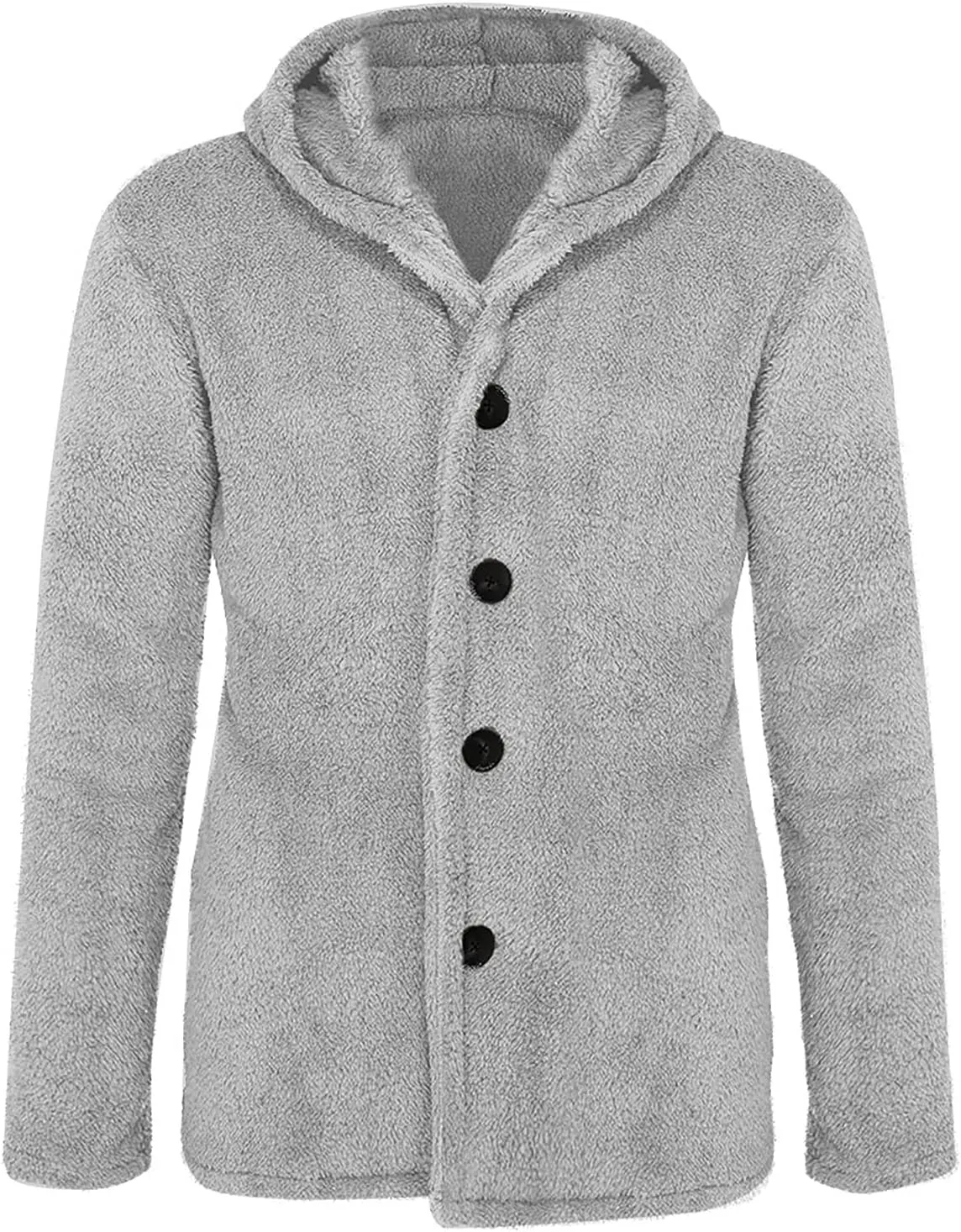 WENKOMG1 Men's Plush Hooded Jacket, Solid Color Warm Coat Fall/Winter Overcoat Loose Casual Corduroy Outerwear