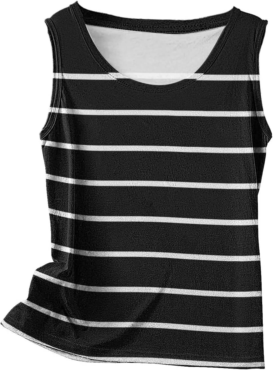 Women Striped Casual Loose Tank Tops, Summer Sleeveless Crewneck Daily Shirts Soft Breathable Going Out Trendy Clothes