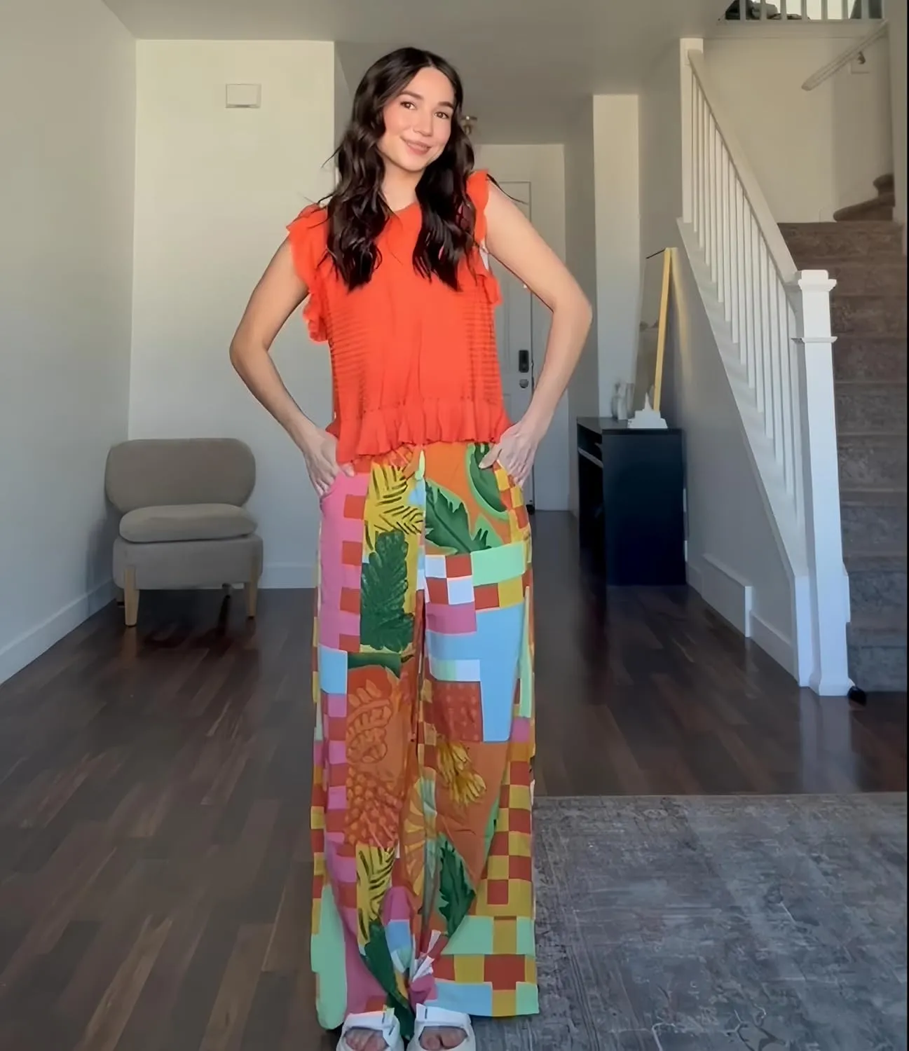 Women's Casual Pants Summer Soft Wide Leg Dress Oversized Pants with Pockets Ladies Trousers
