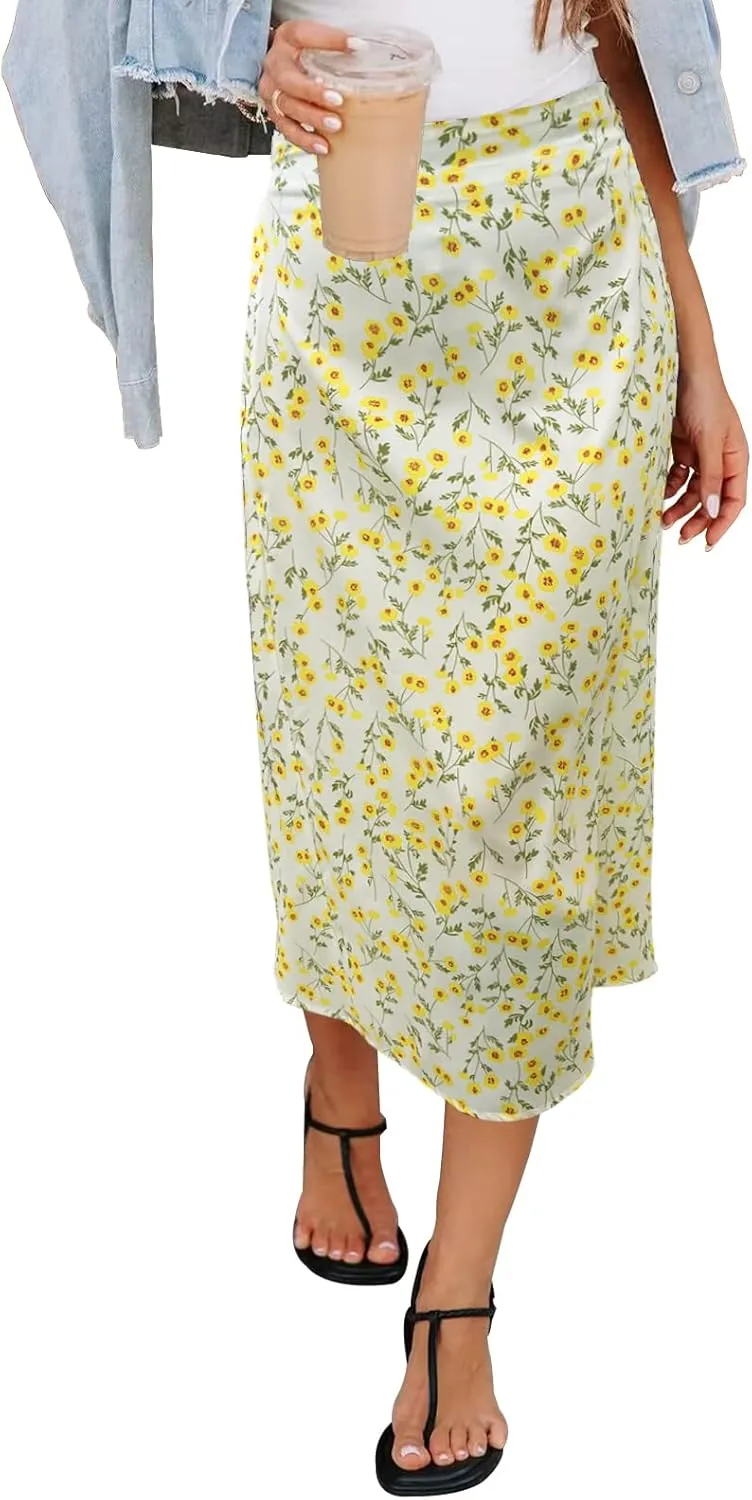 Womens High Waist Casual Washed Frayed Stretchy Jean Skirts for Women
