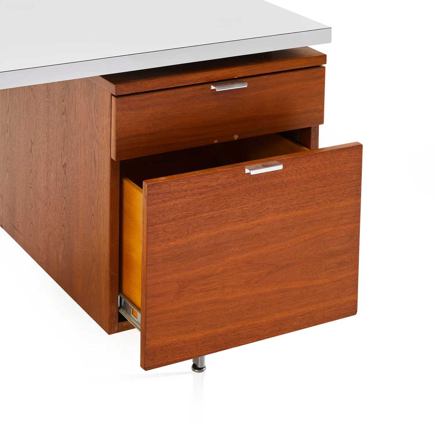Wood Drawers   White Top MCM Desk