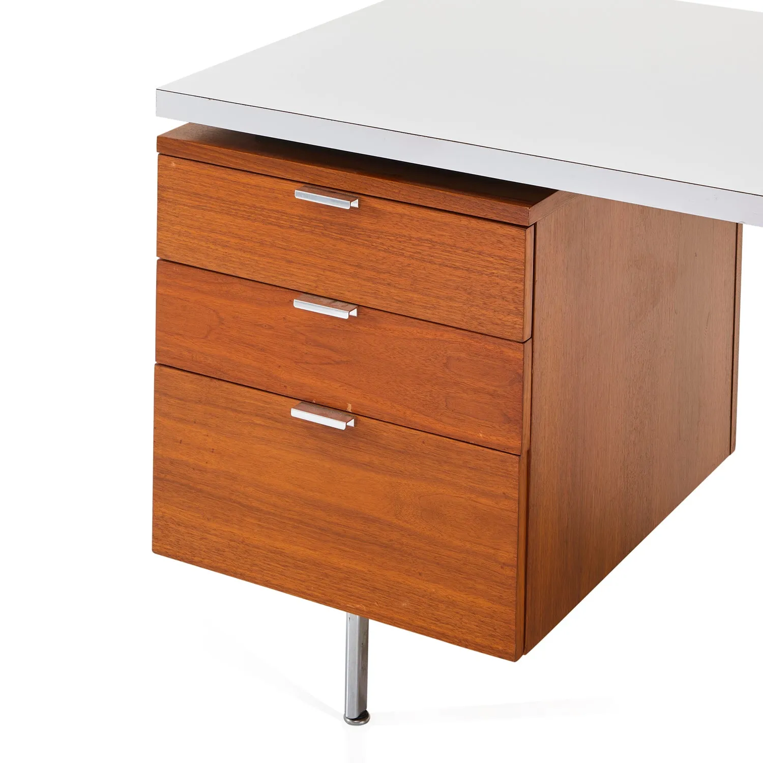 Wood Drawers   White Top MCM Desk