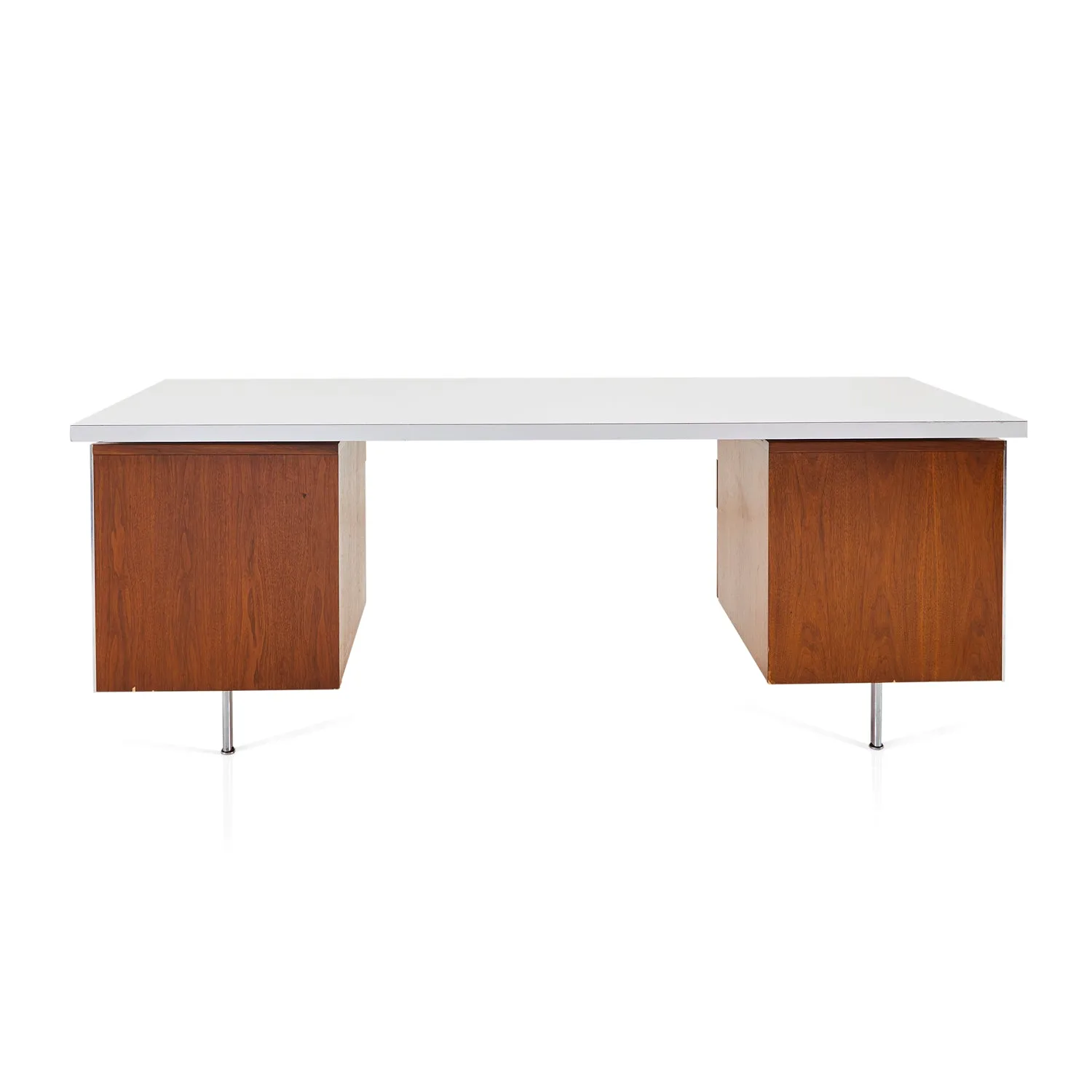 Wood Drawers   White Top MCM Desk
