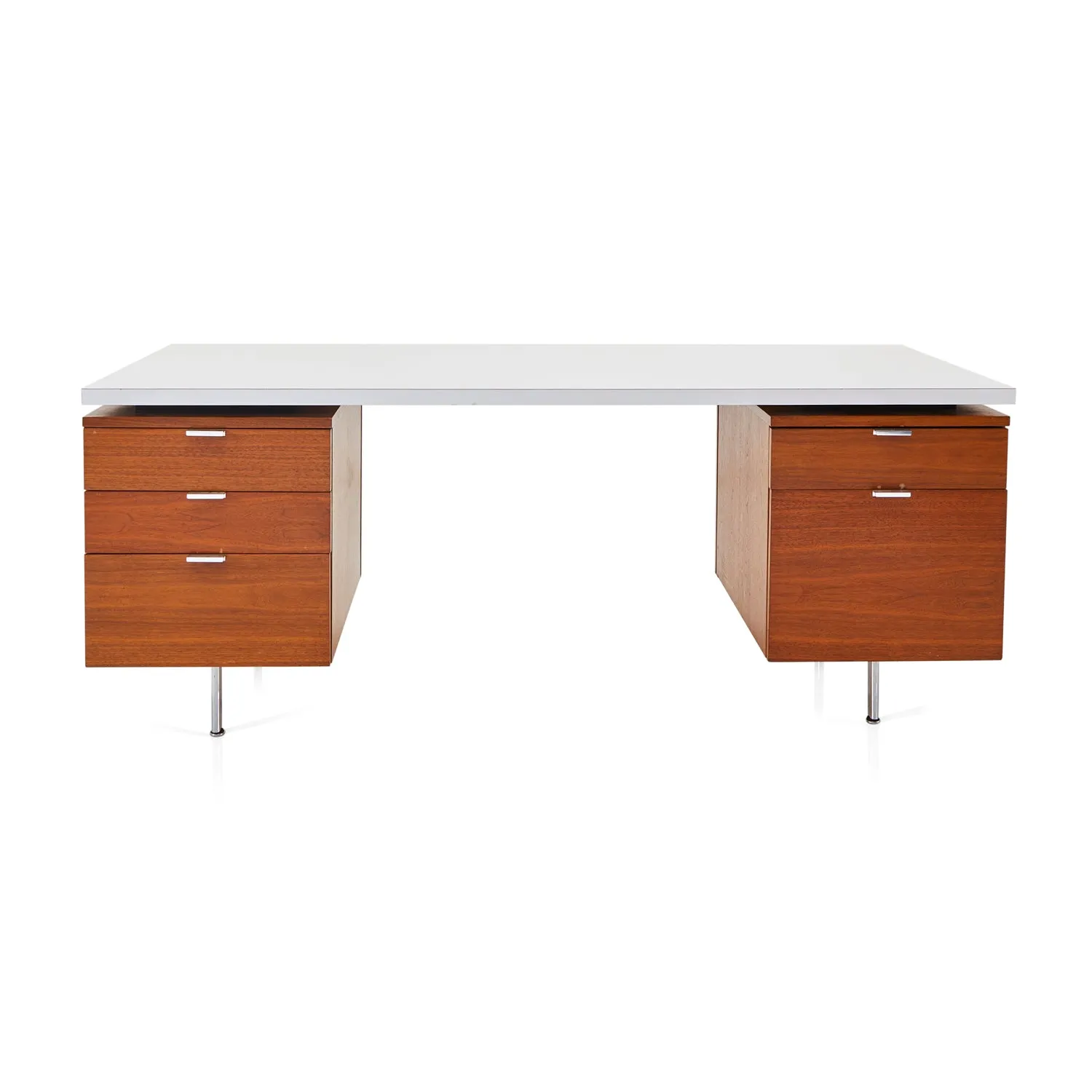 Wood Drawers   White Top MCM Desk