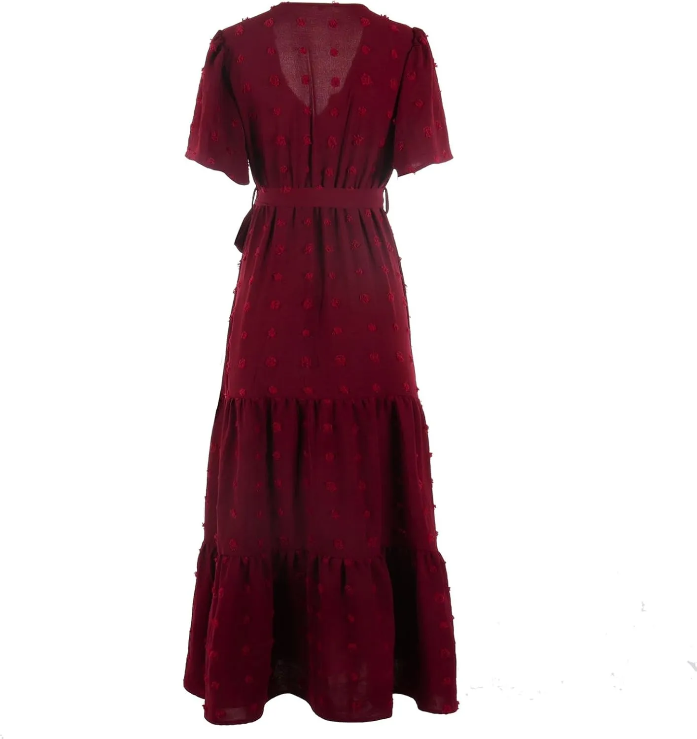 ZEFOTIM Women's Maxi Dress Work Solid Color Dress Short Sleeve V Neck Dresses